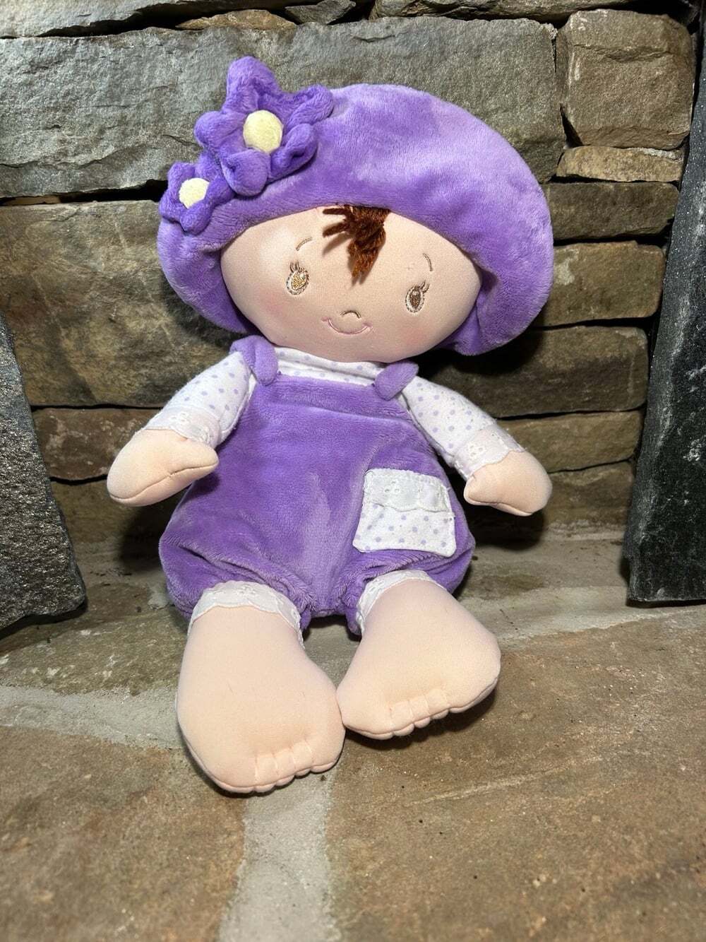 Baby Gund Gigi Playtime Doll 12" Purple White Doll Plush Girl Toy Flower READ